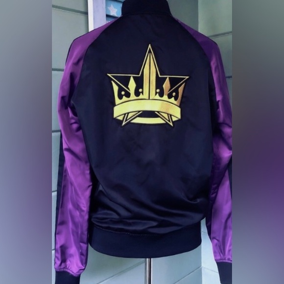 JEFFREE STAR BLOOD LUST Satin zip up bomber jacket. includes JS pink hanger NEW - Picture 4 of 16